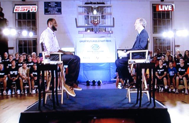 LeBron James and Jim Gray at the Greenwich Boys & Girls Club